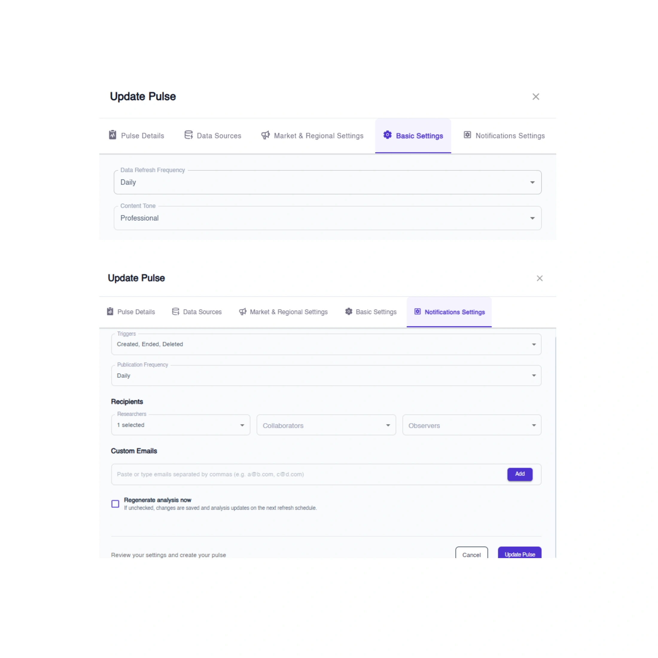 Custom synthetic dataset settings for targeted market research analysis