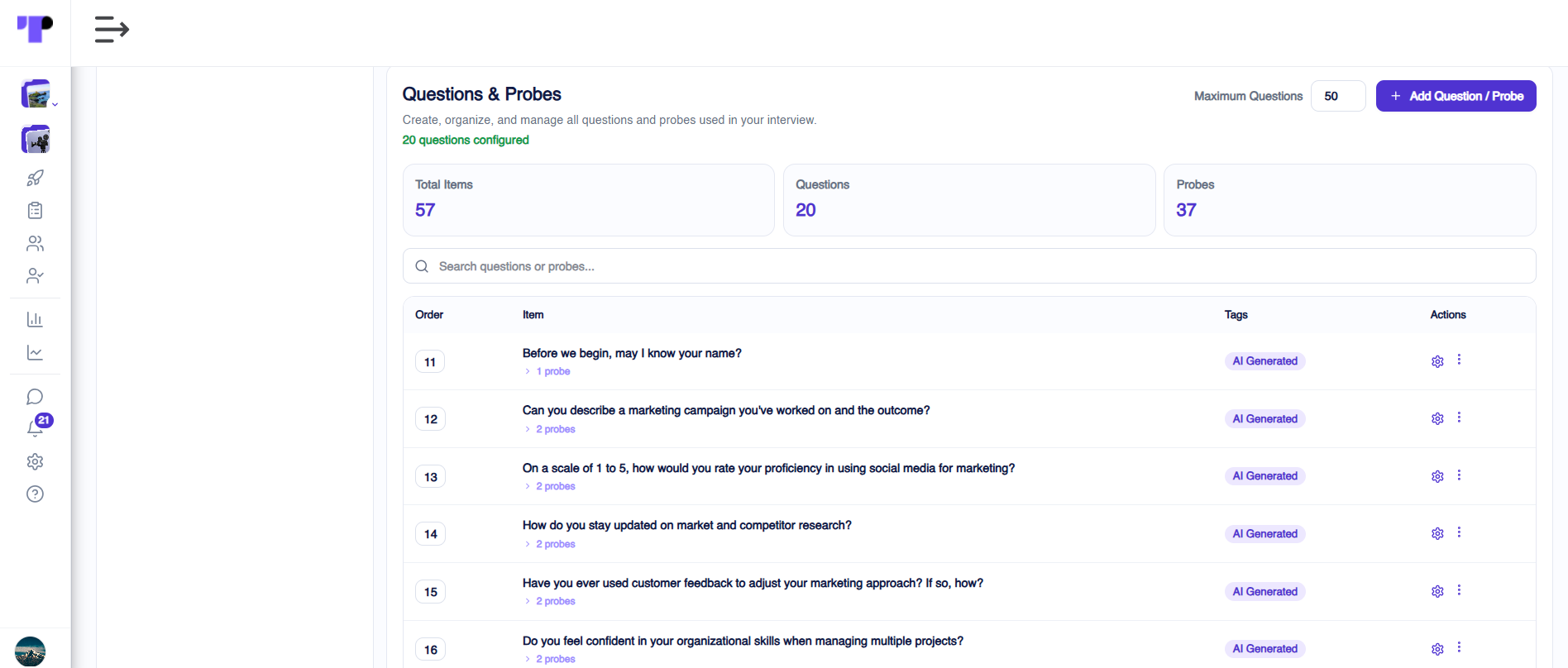 AI-generated screening questionnaire created from study objectives and guidelines for AI-moderated telephone interviews