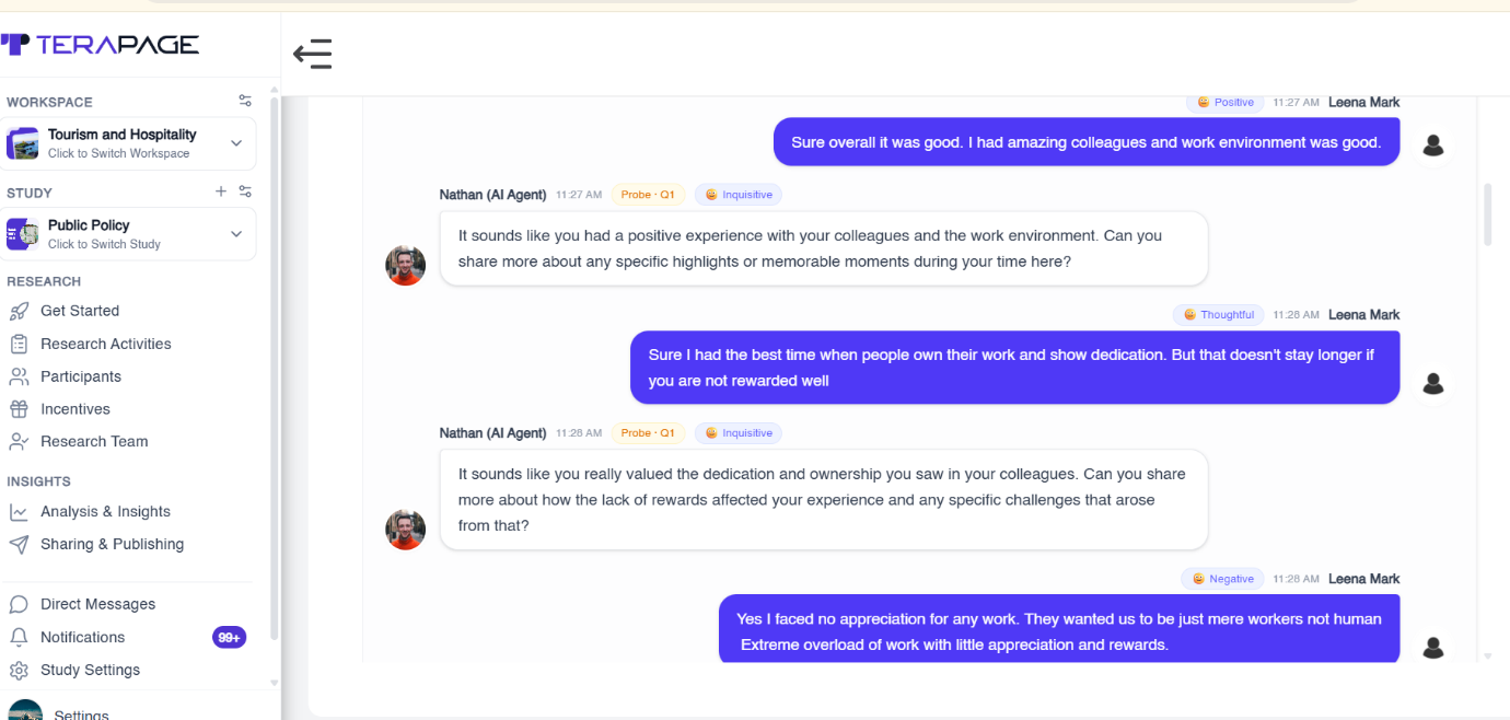 AI moderator conducting consistent interviews while using adaptive probing to ask relevant follow-up questions