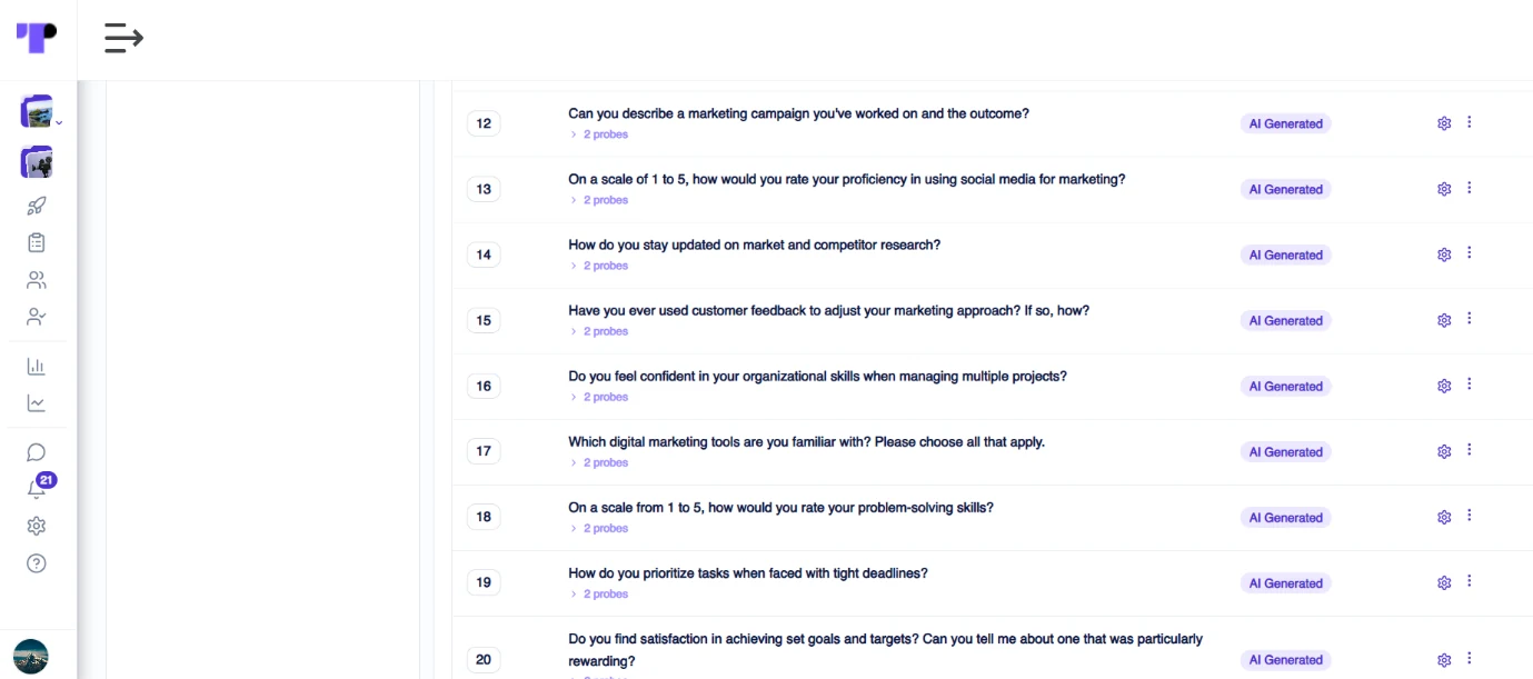 Researcher approving an AI-generated questionnaire for WhatsApp AI-moderated interviews