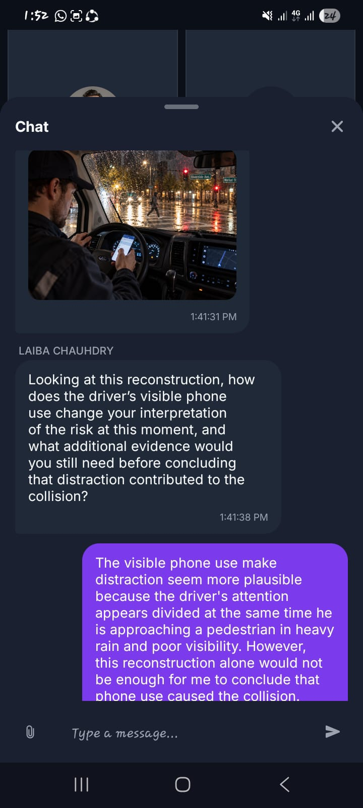 Community member responding on mobile to an image shared by the moderator during a live session