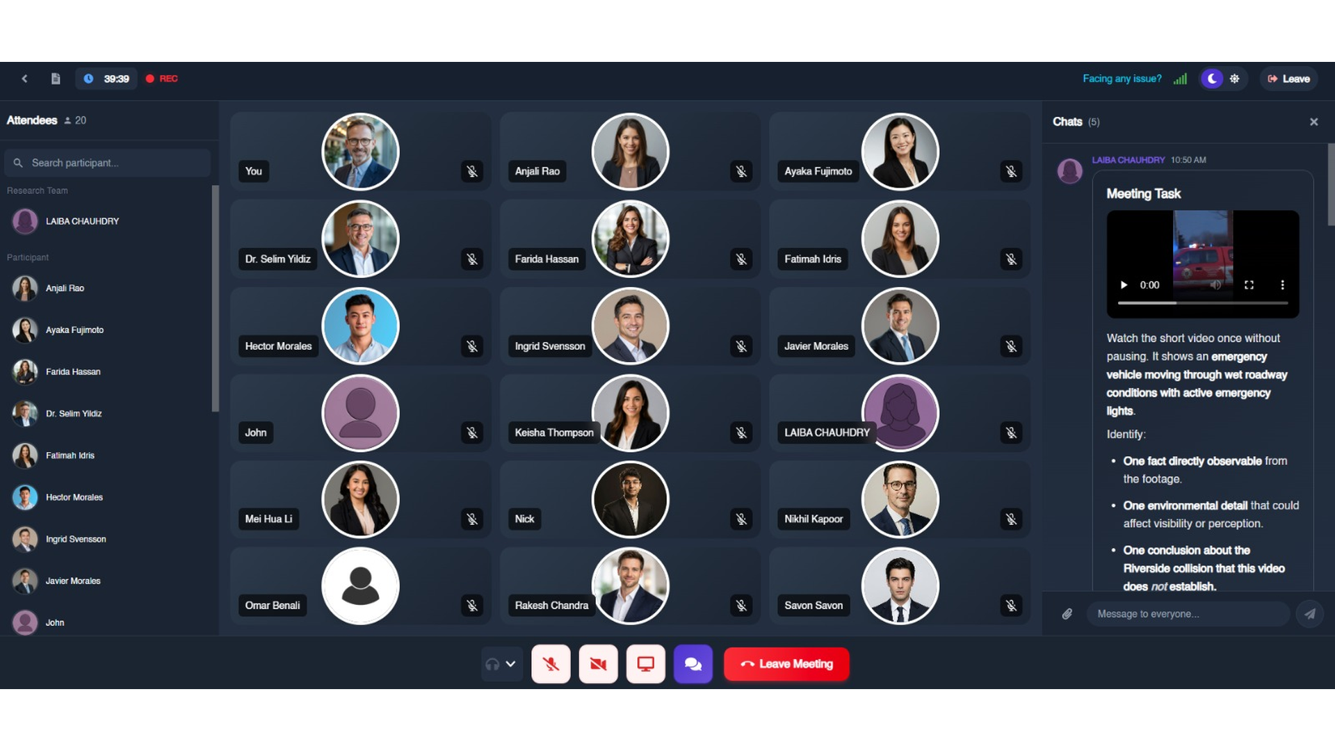 Online focus group with insight community members responding live to a shared video stimulus