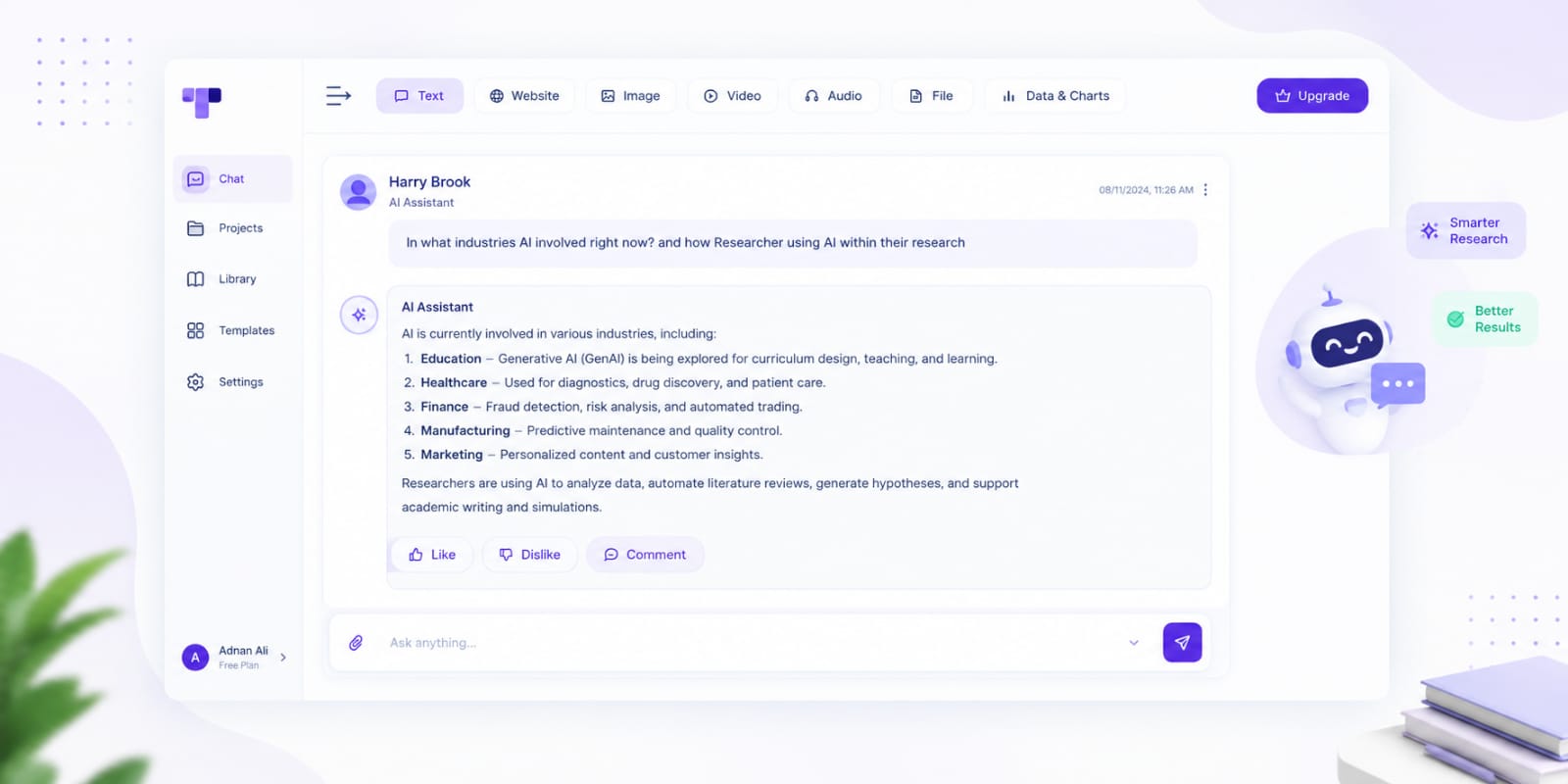 Selecting the AI assistant's personality on Terapage
