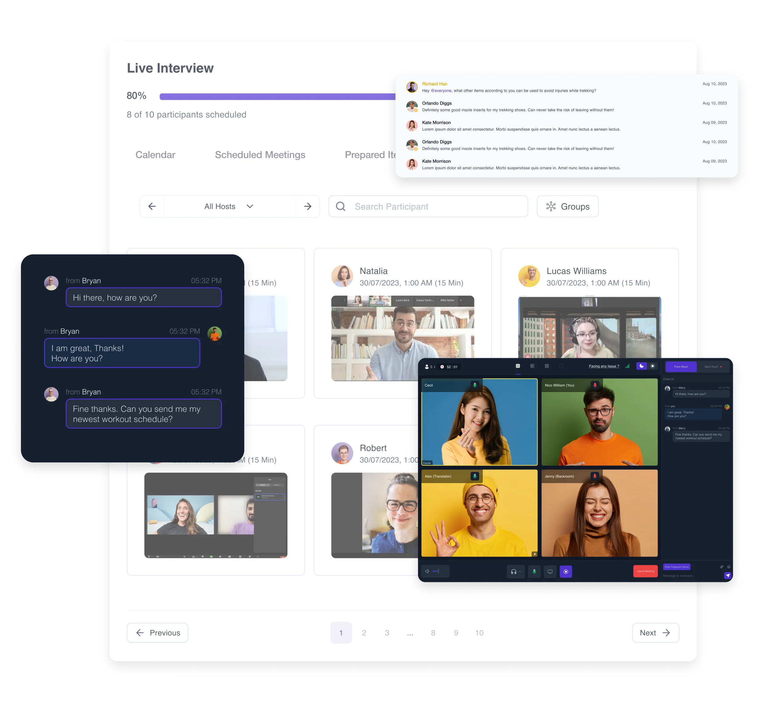Engagement features of Terapage market research platform including digital communities, video interviews, and gamification tools