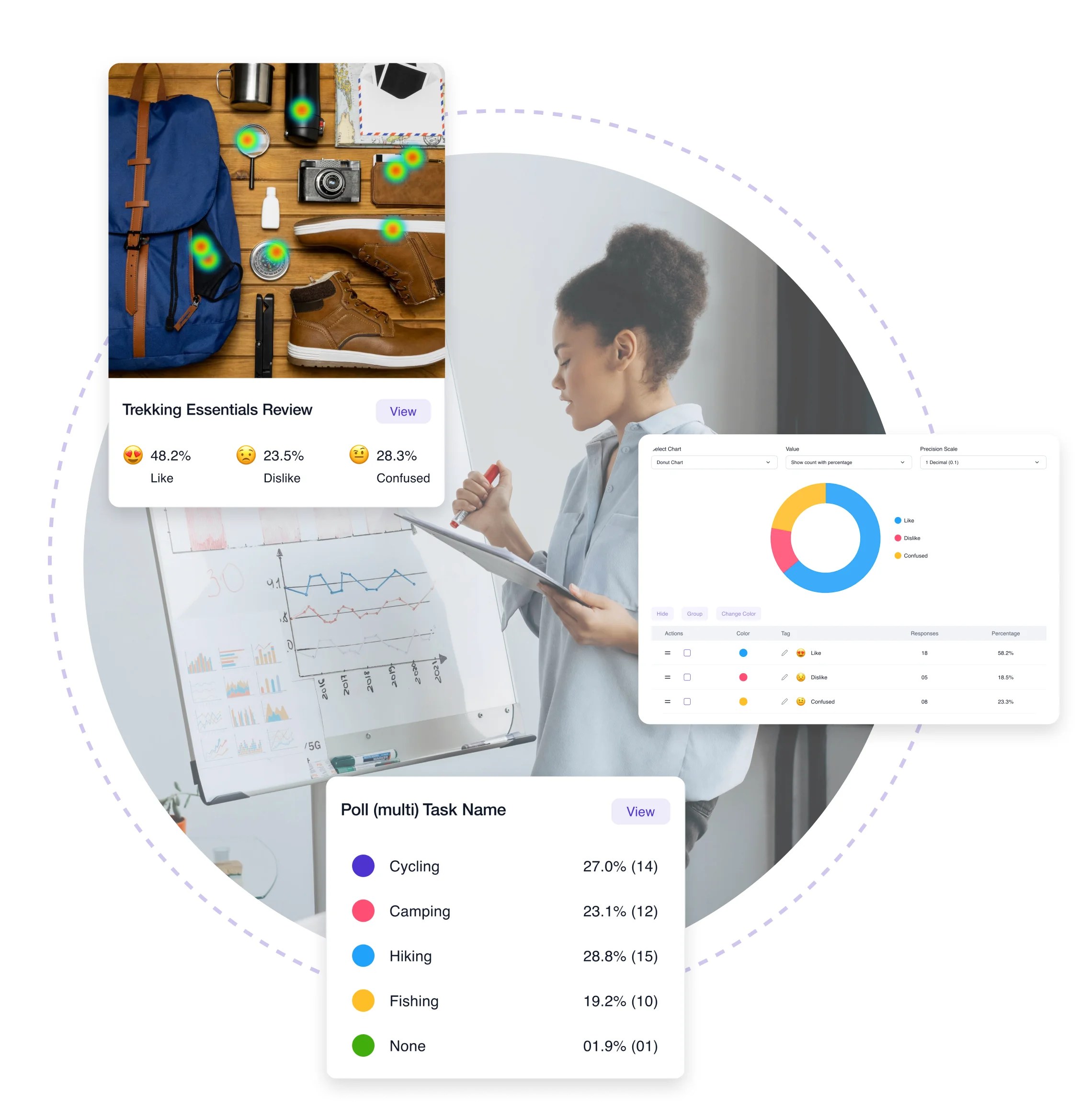 Variety of qualitative and quantitative research tasks on Terapage, including polls, questionnaires, multimedia, and participant engagement tools