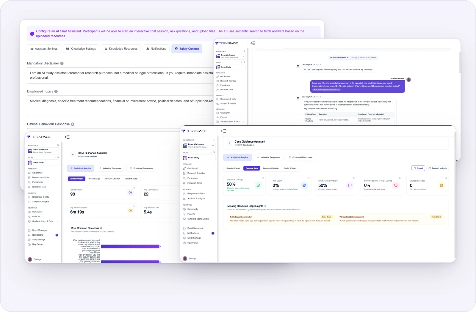Resource gap insights recommending missing study resources in Terapage