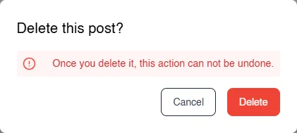 Delete this post confirmation