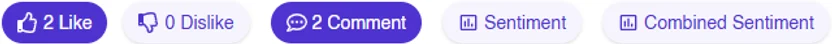 Like, Dislike, Comment and Sentiment buttons