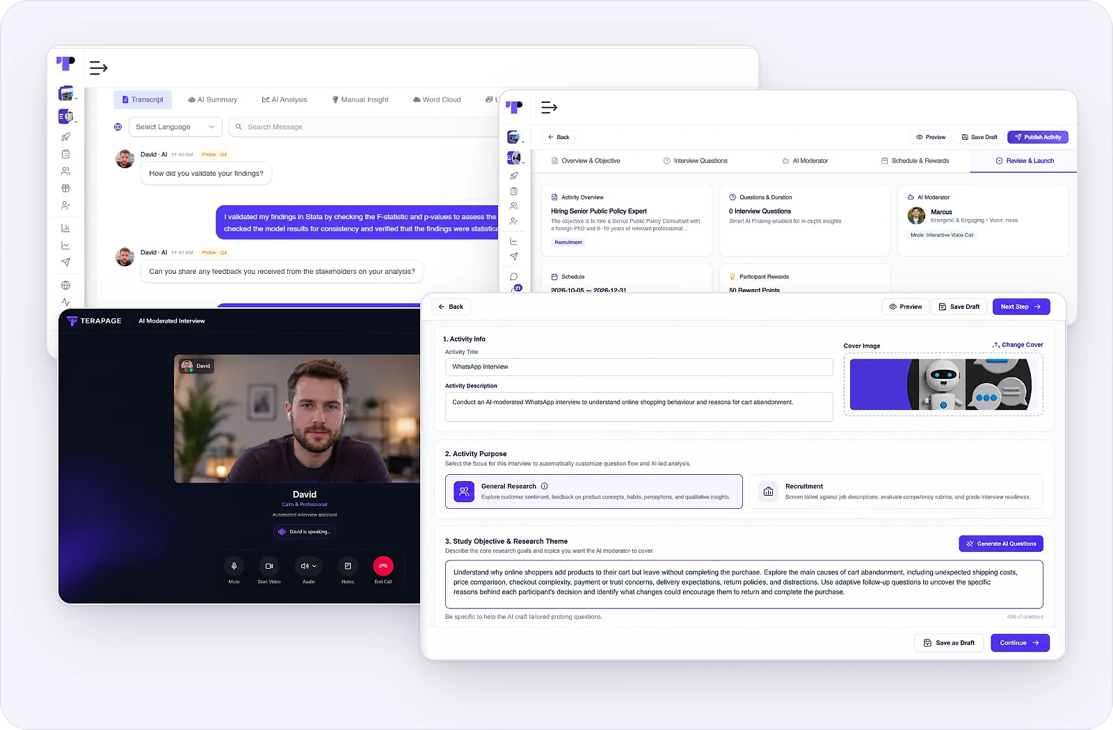 Study objective and Generate AI Questions in Terapage