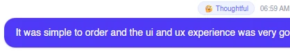 A participant reply tagged with a mood