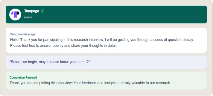 Live preview of the WhatsApp welcome and farewell messages